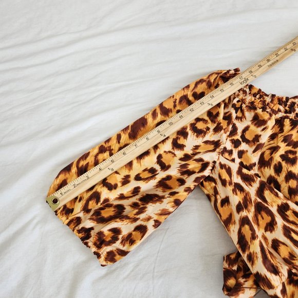 KATE SPADE Orange/Brown Leopard Print Off Shoulder Midi Dress Size 14 LIKE NEW! - Picture 16 of 16